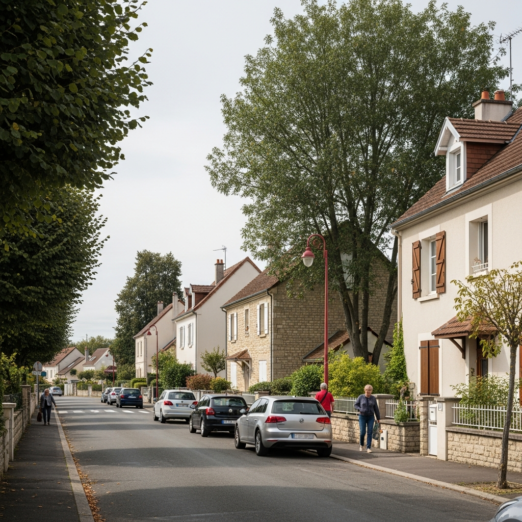 Vue d’un quartier résidentiel calme à Breuillet illustrant le prix au mètre carré